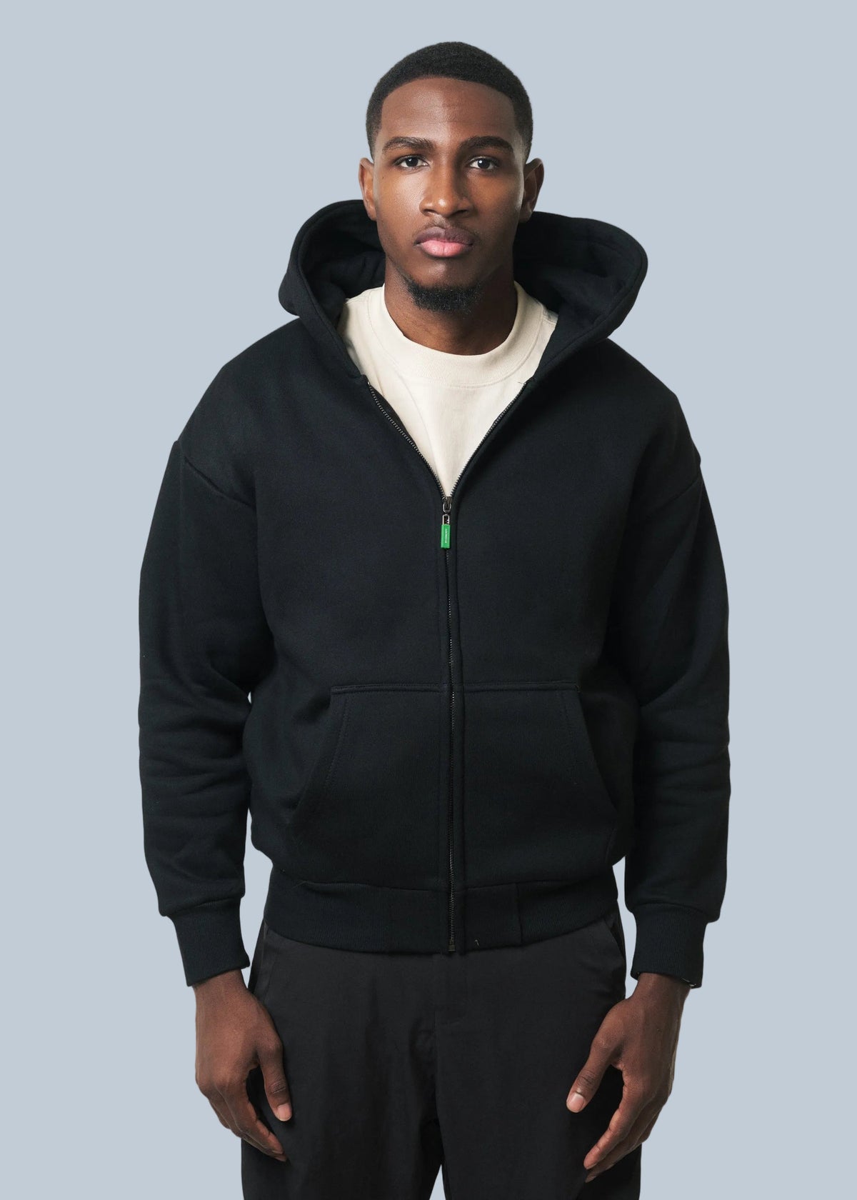 Boxy Zip Hoodie — Black - R3 CONCEPT